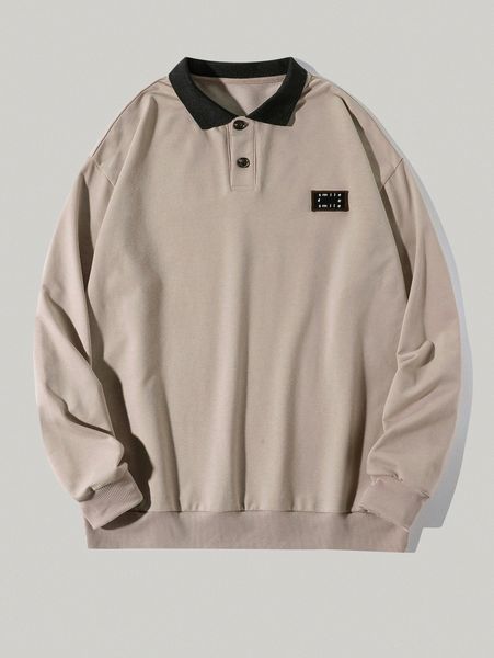 men letter patched polo neck sweatshirt v8wm#, Black
men letter patched polo neck sweatshirt v8wm#, Black