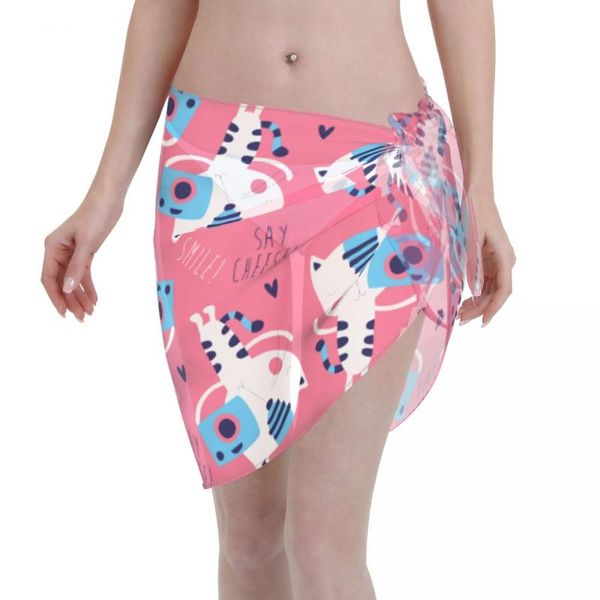 women's swimwear 2021 beach bikini cover ups wrap skirt cute cartoon cat with camera women bathing suit swimsuit beachwear, White;black
women's swimwear 2021 beach bikini cover ups wrap skirt cute cartoon cat with camera women bathing suit swimsuit beachwear, White;black