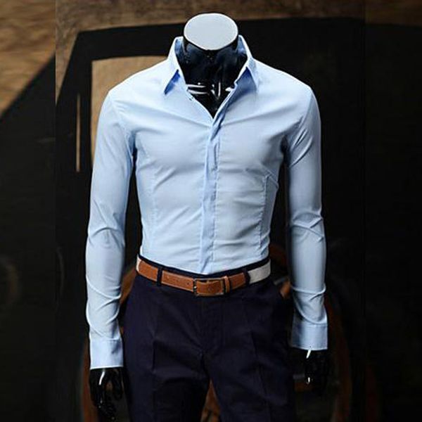 men's casual shirts fashion spring autumn anti-wrinkle joker business solid hidden clasp slim khaki evening shirts vdto, White;black
men's casual shirts fashion spring autumn anti-wrinkle joker business solid hidden clasp slim khaki evening shirts vdto, White;black