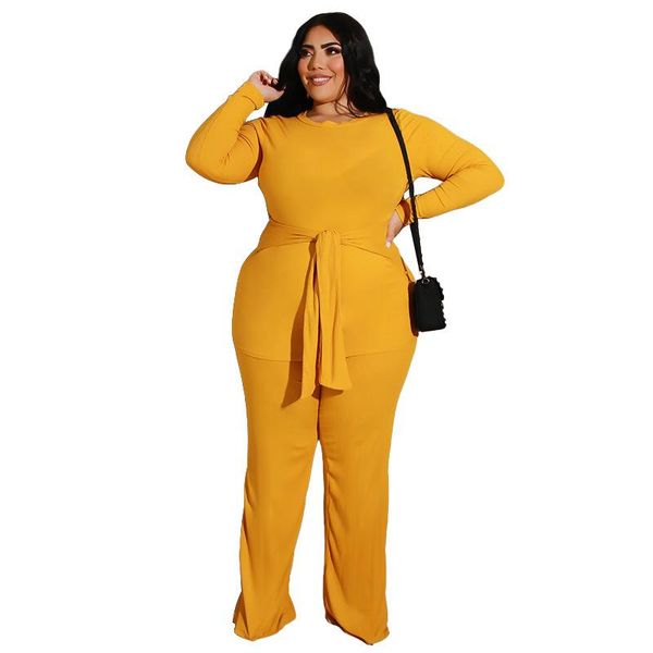 plus size tracksuits chifirena casual women set long sleeve belt t-shirt and pants two piece clothing solid large suits, Black
plus size tracksuits chifirena casual women set long sleeve belt t-shirt and pants two piece clothing solid large suits, Black