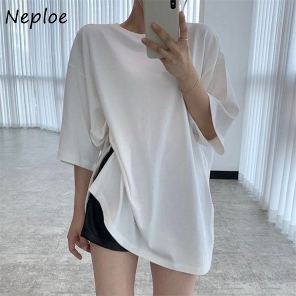 side split design solid t shirt women o neck pullover long sleeve tees summer all match loose ladies 210422, White
side split design solid t shirt women o neck pullover long sleeve tees summer all match loose ladies 210422, White
