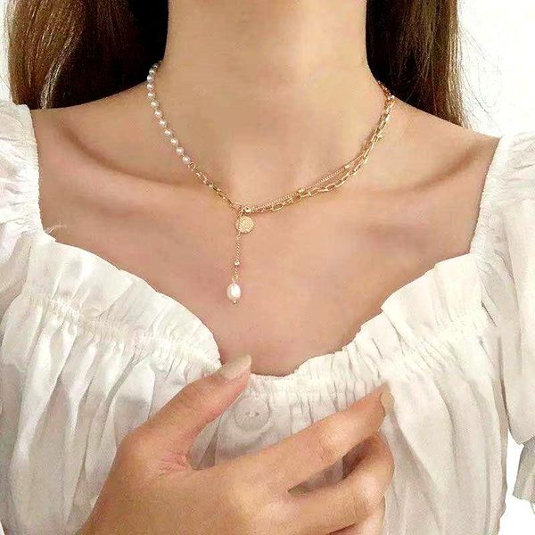 chokers summer bohemian luxury pearl pendant necklace chain choker gold cuban link for women jewelry gift, Golden;silver
chokers summer bohemian luxury pearl pendant necklace chain choker gold cuban link for women jewelry gift, Golden;silver