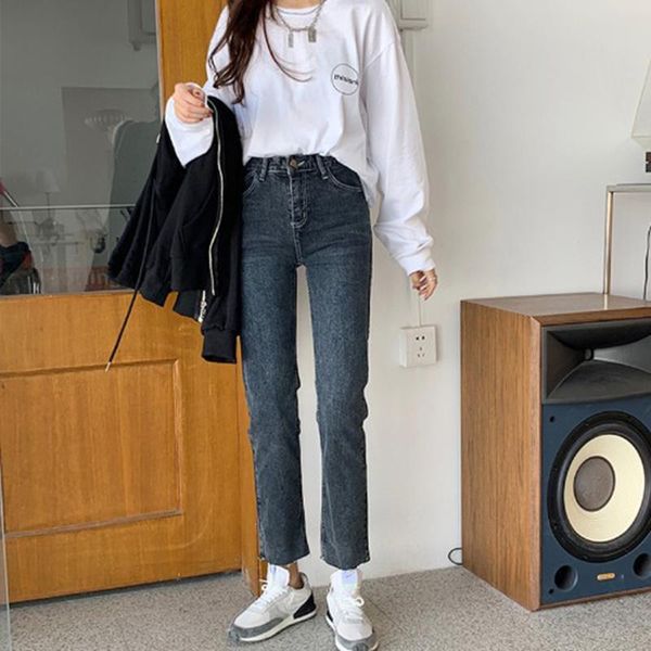 women's high waist loose comfortable jeans fashion casual straight pants washed boyfriend men's, Blue
women's high waist loose comfortable jeans fashion casual straight pants washed boyfriend men's, Blue