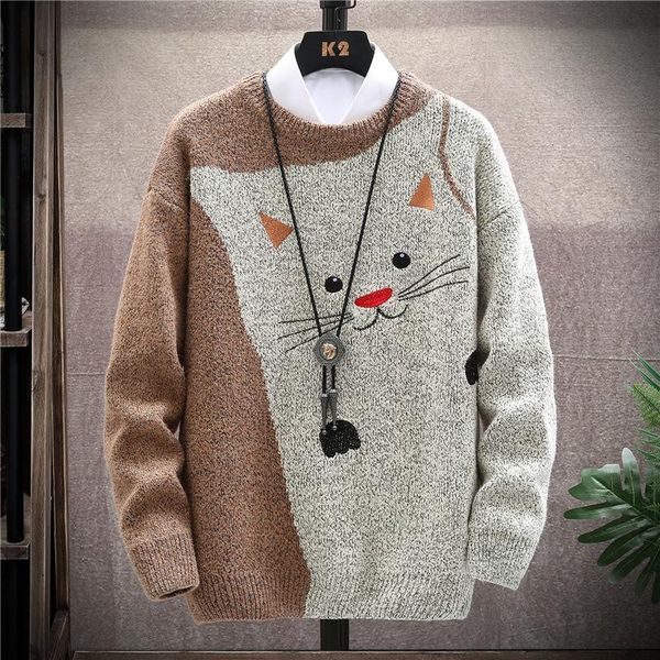 men's sweaters autumn winter men slim cute cat pattern embroidery jersey casual sweater thick warm pullovers 2021 clothing, White;black
men's sweaters autumn winter men slim cute cat pattern embroidery jersey casual sweater thick warm pullovers 2021 clothing, White;black