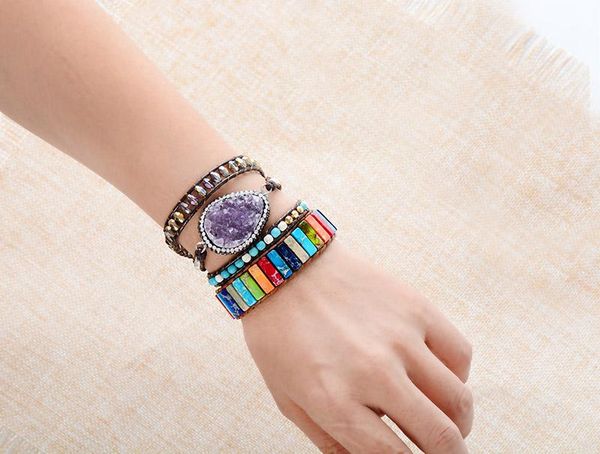 beaded, strands couples multi color natural stone bracelet jewelry handmadetube beads leather wrap bracelets creative gifts, Black
beaded, strands couples multi color natural stone bracelet jewelry handmadetube beads leather wrap bracelets creative gifts, Black