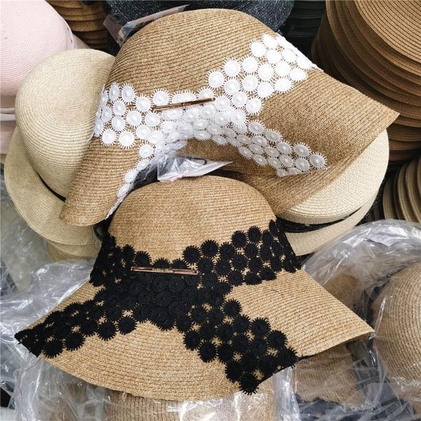 wide brim hats summer sun hat for women packable straw white black lace flower cloche beach caps anti-uv high quality, Blue;gray
wide brim hats summer sun hat for women packable straw white black lace flower cloche beach caps anti-uv high quality, Blue;gray