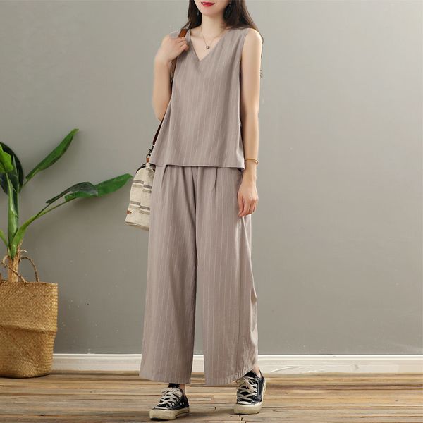 short literary portrait cotton and suit of two pieces summer female waist high leg loose casual pants linen vest sets k530 9ds7, White;black
short literary portrait cotton and suit of two pieces summer female waist high leg loose casual pants linen vest sets k530 9ds7, White;black