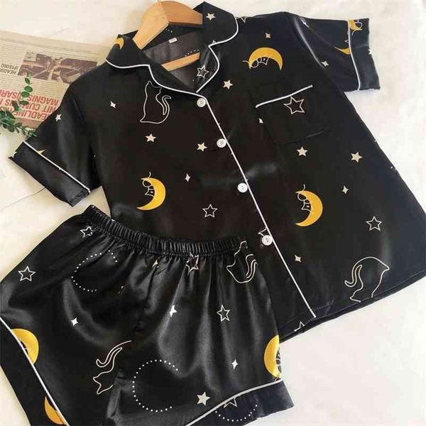 pyjama satin femme silk pajamas for women night star moon print pajamas set pijama verano mujer women's home suit sleepwear 210325, Black;red
pyjama satin femme silk pajamas for women night star moon print pajamas set pijama verano mujer women's home suit sleepwear 210325, Black;red