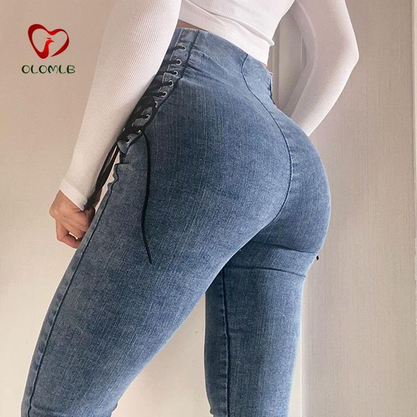 net red high waist strap zipper jeans woman spring korean version of the large size slim pencil nine points pants women's, Blue
net red high waist strap zipper jeans woman spring korean version of the large size slim pencil nine points pants women's, Blue