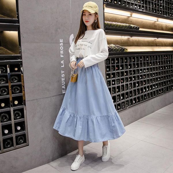 skirts women 2021 spring summer fashion solid color loose denim female high waist thin ladies mid-long a-line e258, Black
skirts women 2021 spring summer fashion solid color loose denim female high waist thin ladies mid-long a-line e258, Black