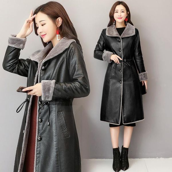 women's leather & faux winter jacket 2021 women autumn plus size 4xl long trench coat female warm soft slim lamb fur outerwear, Black
women's leather & faux winter jacket 2021 women autumn plus size 4xl long trench coat female warm soft slim lamb fur outerwear, Black