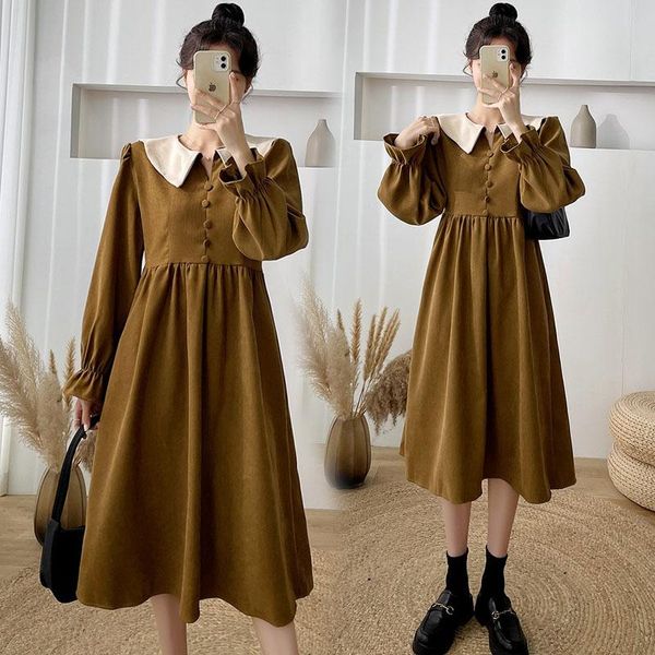 maternity dresses 106# dress long sleeves midi botton open aging plus size pregnancy loose pregnant woman mom, White
maternity dresses 106# dress long sleeves midi botton open aging plus size pregnancy loose pregnant woman mom, White