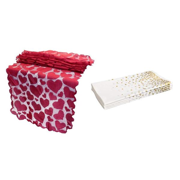 table cloth 1x red runner valentines day decoration lace dining heart & 4 pack gold dot disposable tablecloths
table cloth 1x red runner valentines day decoration lace dining heart & 4 pack gold dot disposable tablecloths