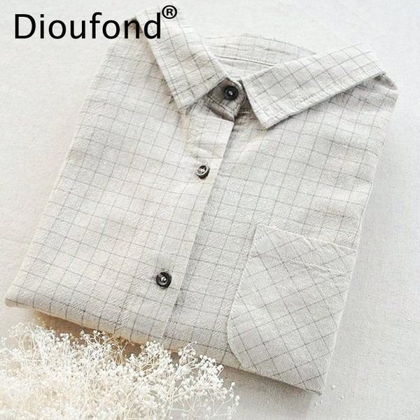 women's blouses & shirts dioufond spring plaid cotton shirt casual pocket ladies blouse long sleeve turn-down collar vintage women clo, White
women's blouses & shirts dioufond spring plaid cotton shirt casual pocket ladies blouse long sleeve turn-down collar vintage women clo, White