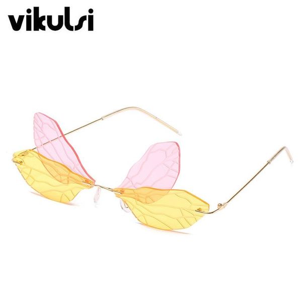 ultralight brand dragonfly shape sunglasses women cool cat eye shades for 90s vintage rimless wing uv400, White;black
ultralight brand dragonfly shape sunglasses women cool cat eye shades for 90s vintage rimless wing uv400, White;black
