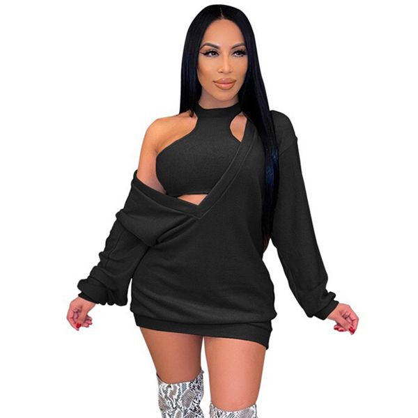 women two piece sets pants knitted long sleeve off shoulder deep v neck sweatshirts dress and halter crop 2 piece outfits, White
women two piece sets pants knitted long sleeve off shoulder deep v neck sweatshirts dress and halter crop 2 piece outfits, White
