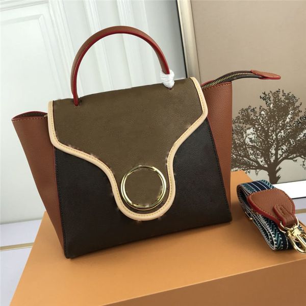 2021 luxury womens hand shoulder bag brown fashion shopping bags authentic genuine leather size: 24*22*13 v-05