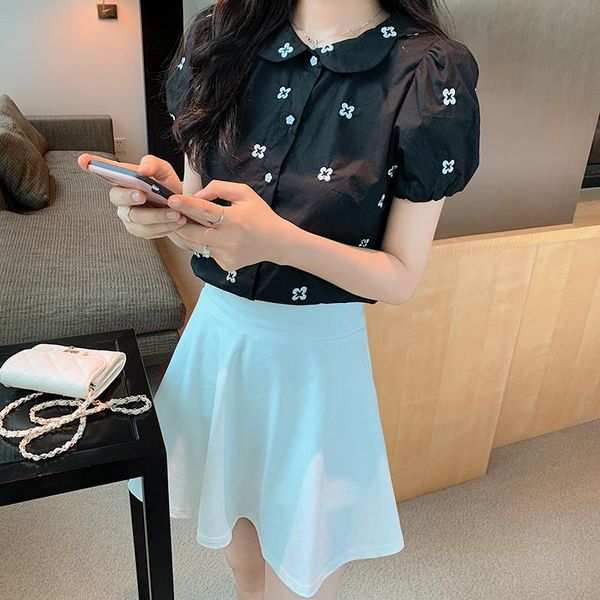 women's blouses & shirts summer retro shirt floral embroidery loose design niche black puff sleeve blouse female, White
women's blouses & shirts summer retro shirt floral embroidery loose design niche black puff sleeve blouse female, White