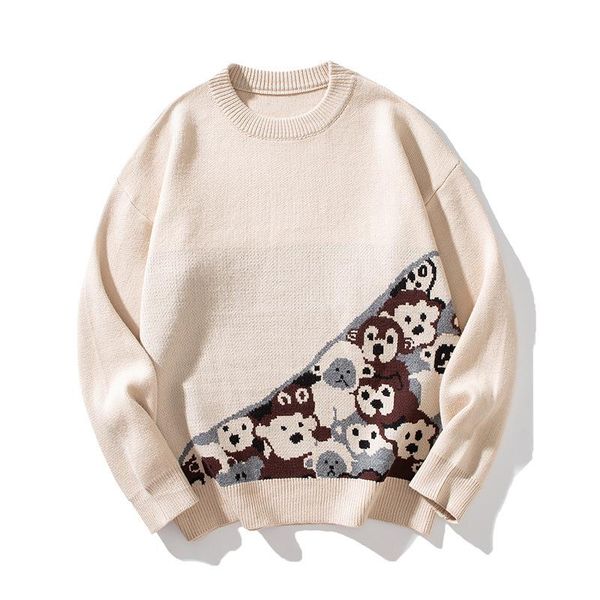 men's sweaters knitted autumn winter o-neck male loose japanese lazy wind sweater men thick line clothes pllover, White;black
men's sweaters knitted autumn winter o-neck male loose japanese lazy wind sweater men thick line clothes pllover, White;black