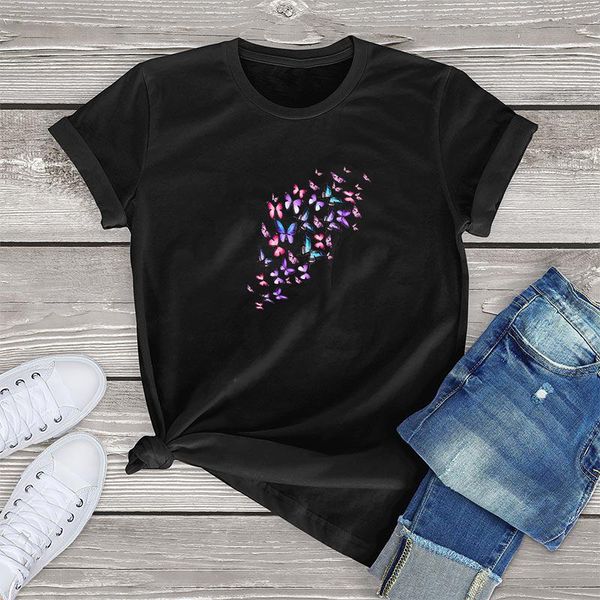 women's t-shirt women short sleeve 100%cotton harajuku shirts mujer o-neck casul femme t-shirts color monarch butterfly print, White
women's t-shirt women short sleeve 100%cotton harajuku shirts mujer o-neck casul femme t-shirts color monarch butterfly print, White