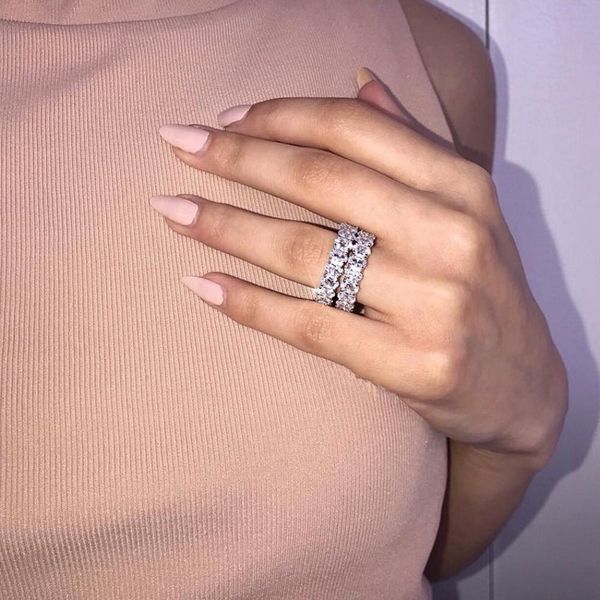 vecalon female eternity promise ring 925 sterling silver jewelry emeald cut diamond cz wedding band rings for women party bijou, Slivery;golden
vecalon female eternity promise ring 925 sterling silver jewelry emeald cut diamond cz wedding band rings for women party bijou, Slivery;golden