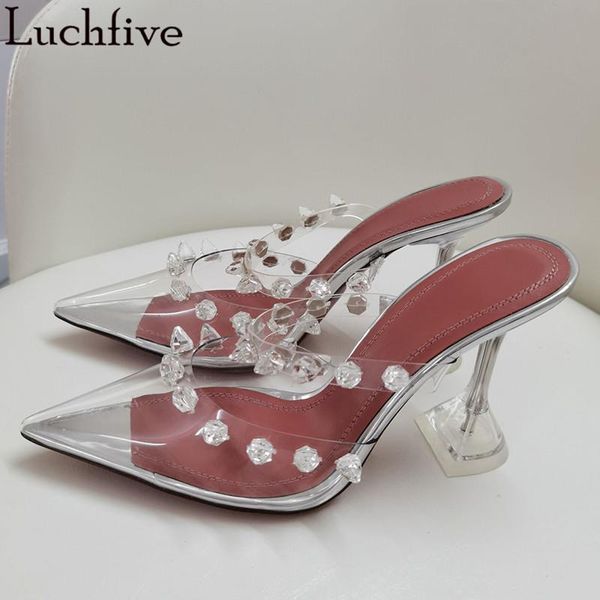 slippers rivets belts clear pointed toe pvc ladies slides cup high heels women's shoes summer transparent zapatos mujer, Black
slippers rivets belts clear pointed toe pvc ladies slides cup high heels women's shoes summer transparent zapatos mujer, Black