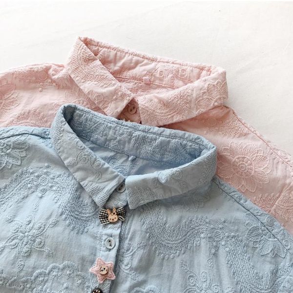 spring small fresh and sweet multi-button embroidery loose lapel long-sleeved shirt women's bottoming polos, White
spring small fresh and sweet multi-button embroidery loose lapel long-sleeved shirt women's bottoming polos, White