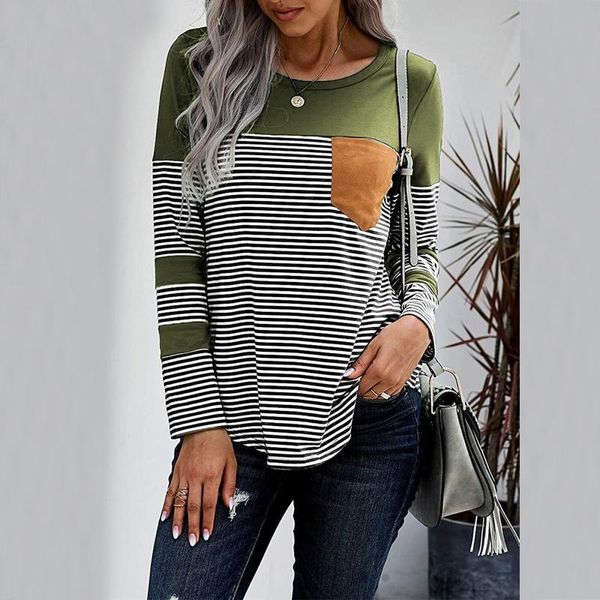 women's t-shirt stripe patchwork t shirt women with pocket fashion casual long sleeve tunic basic las mujeres sweetshirts tshirt, White
women's t-shirt stripe patchwork t shirt women with pocket fashion casual long sleeve tunic basic las mujeres sweetshirts tshirt, White