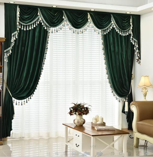 european-style curtains for living dining room bedroom high-end villa velvet valance green curtain & drapes
european-style curtains for living dining room bedroom high-end villa velvet valance green curtain & drapes