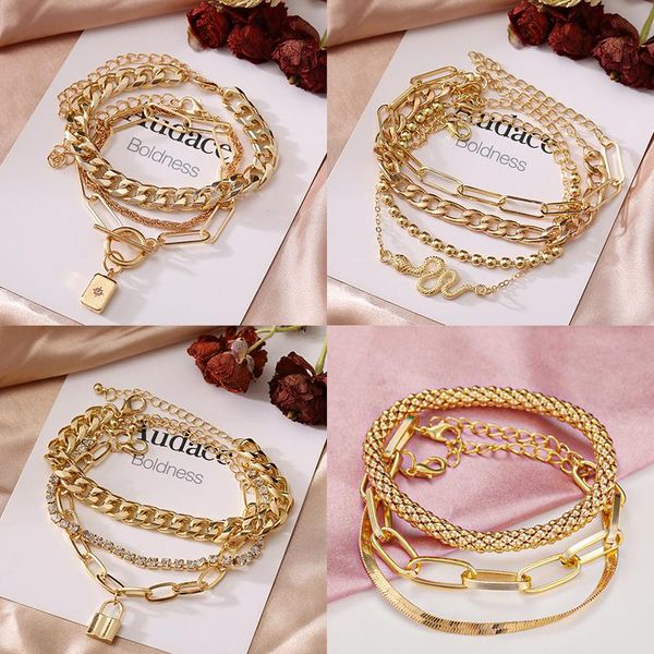 link, chain punk thicken cuban bracelets set for women vintage snake gold color multi layered jewelry, Black
link, chain punk thicken cuban bracelets set for women vintage snake gold color multi layered jewelry, Black