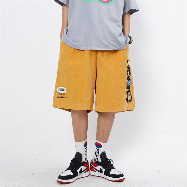 fashionable shorts cartoon printed corduroy tooling men's high street casual loose straight pants, White;black
fashionable shorts cartoon printed corduroy tooling men's high street casual loose straight pants, White;black