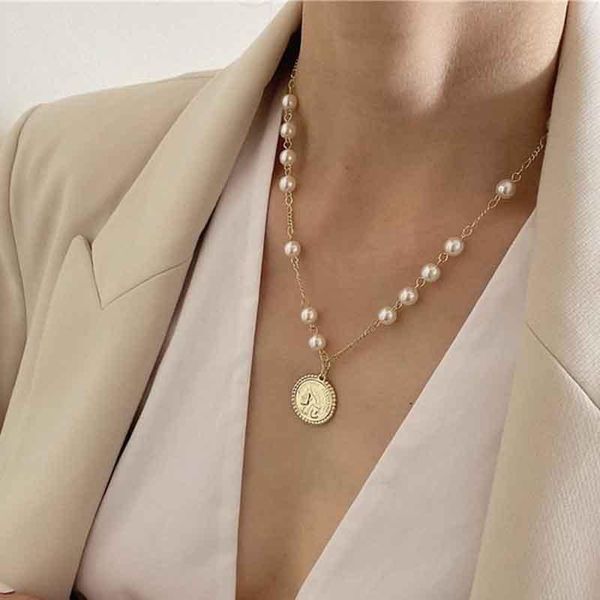 chains creative trend imitation pearl necklace retro personality hip hop portrait coin asymmetrical beauty style jewelry, Silver
chains creative trend imitation pearl necklace retro personality hip hop portrait coin asymmetrical beauty style jewelry, Silver