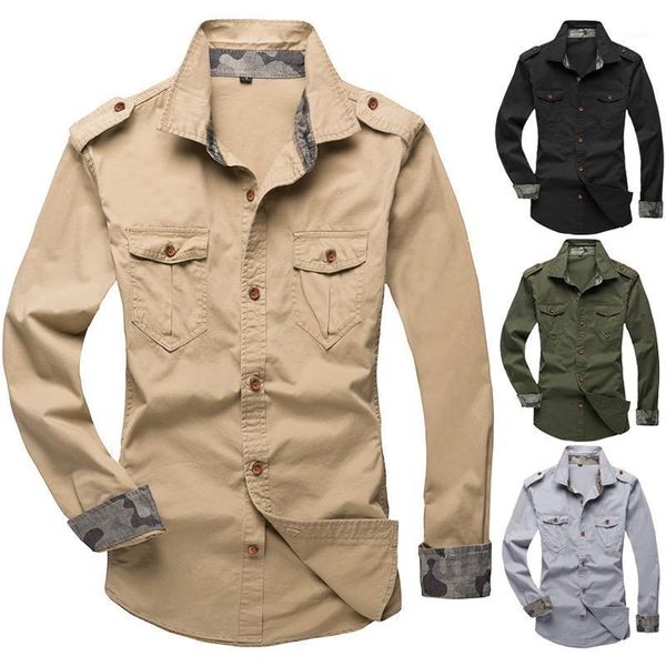 men's casual shirts european and american mountaineering outdoor sports denim clothing tooling epaulette shirt loose fit for camping, White;black
men's casual shirts european and american mountaineering outdoor sports denim clothing tooling epaulette shirt loose fit for camping, White;black