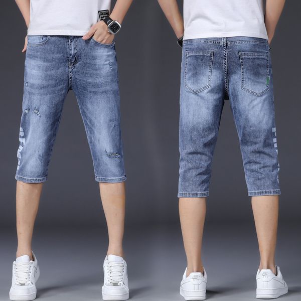 jeans cropped men's slim straight summer thin 2021 shorts korean trend elastic pants, Blue
jeans cropped men's slim straight summer thin 2021 shorts korean trend elastic pants, Blue
