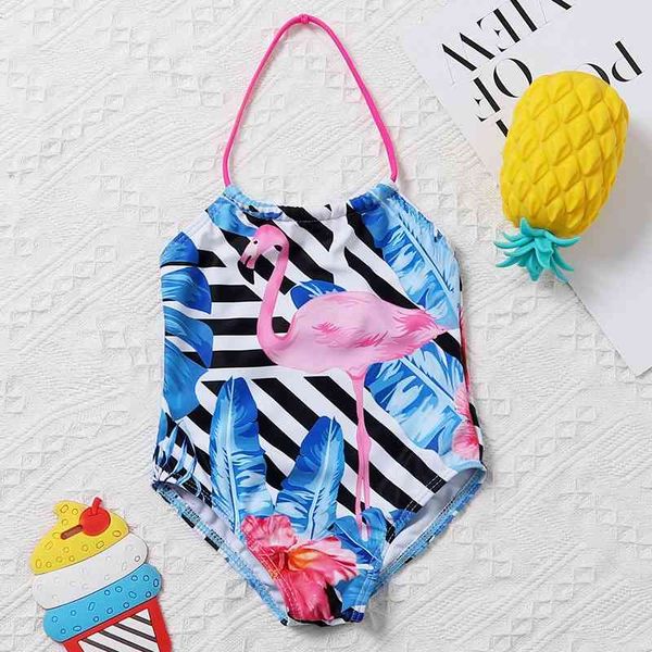 2020 girls' one-piece cartoon fashion quick drying baby swimsuit, White;black