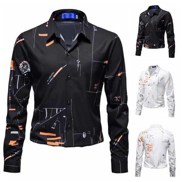 men's casual shirts fashion striped printing long-sleeved shirt business office party plus size tps, White;black
men's casual shirts fashion striped printing long-sleeved shirt business office party plus size tps, White;black
