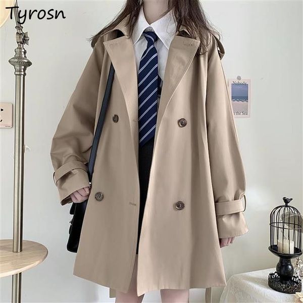 women's trench coats women solid khaki design double breasted loose all-match preppy style fashion streetwear notched outwear student, Tan;black
women's trench coats women solid khaki design double breasted loose all-match preppy style fashion streetwear notched outwear student, Tan;black