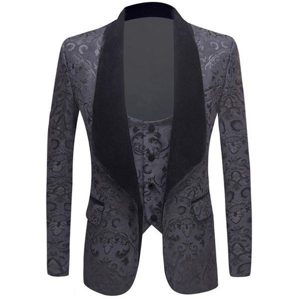 men's suits & blazers black jacquard blazer 2 piece vest men casual slim shawl lapel suit wedding stage singer performance costume homm, White;black
men's suits & blazers black jacquard blazer 2 piece vest men casual slim shawl lapel suit wedding stage singer performance costume homm, White;black