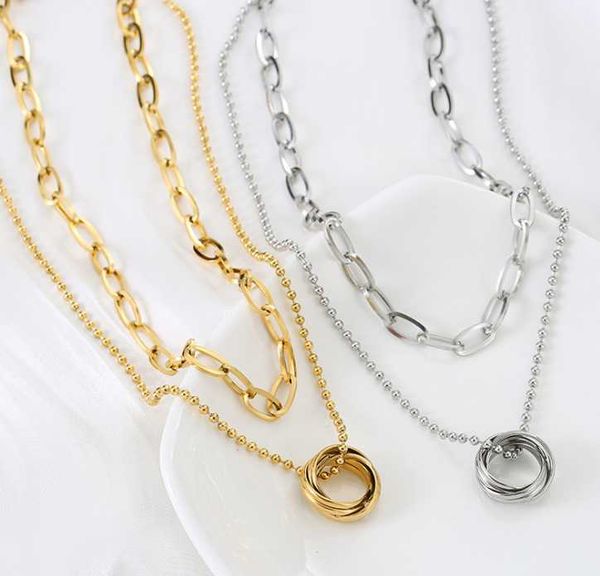 pendant necklaces 316l stainless steel double layered necklace sweater chain personalized net red long round lady not fade, Silver
pendant necklaces 316l stainless steel double layered necklace sweater chain personalized net red long round lady not fade, Silver