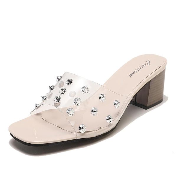 summer transparent slippers mules women shoes woman med heel casual ladies female slip on rivet elegant beach, Black
summer transparent slippers mules women shoes woman med heel casual ladies female slip on rivet elegant beach, Black