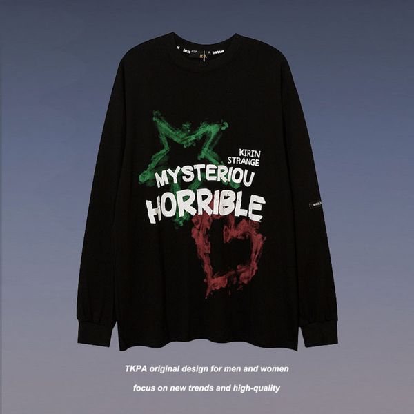 tkpa hip hop trend graffiti letter printing loose versatile long sleeve t-shirt men and women couple round neck thin sweater, Black
tkpa hip hop trend graffiti letter printing loose versatile long sleeve t-shirt men and women couple round neck thin sweater, Black