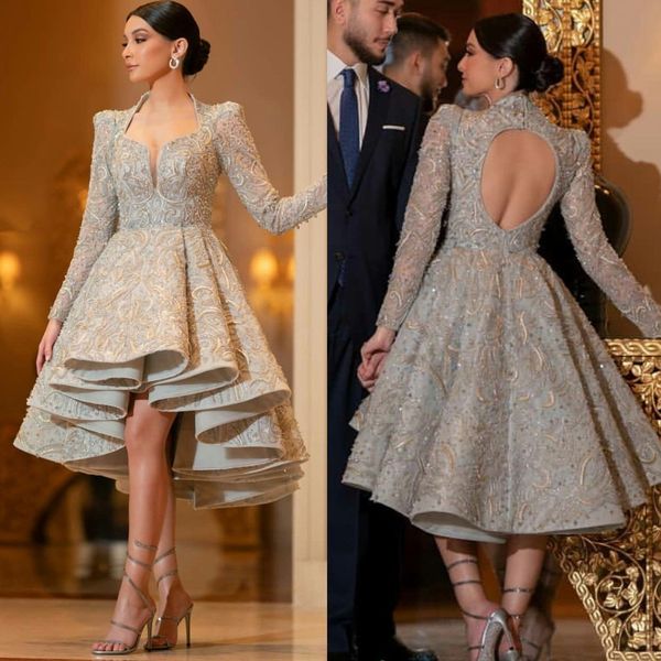 hi lo ruffles skirt prom dresses long sleeves lace beaded hollow back vintage evening gowns vestidos women party dress, Black
hi lo ruffles skirt prom dresses long sleeves lace beaded hollow back vintage evening gowns vestidos women party dress, Black