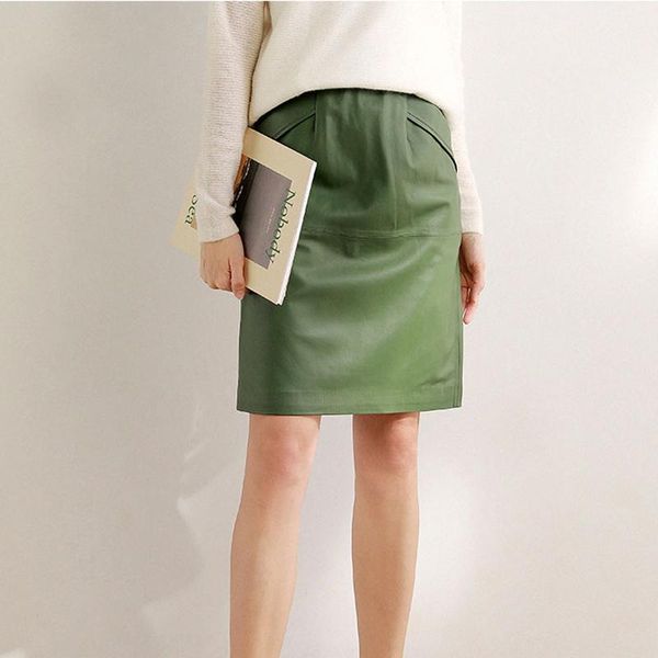 skirts women 100% genuine leather midi skirt female elegant korean style avocado green elastic waist mid jupe mujer casual street saias, Black
skirts women 100% genuine leather midi skirt female elegant korean style avocado green elastic waist mid jupe mujer casual street saias, Black