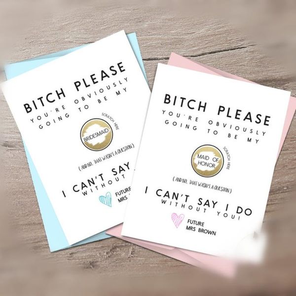 greeting cards bitch please funny will you be my bridesmaid scratch card personalized wedding custom
greeting cards bitch please funny will you be my bridesmaid scratch card personalized wedding custom