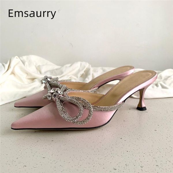 point toe satin lazyman mules for girls women kitten heel crystal rhinestone butterfly-knot slingbacks sandals summer, Black
point toe satin lazyman mules for girls women kitten heel crystal rhinestone butterfly-knot slingbacks sandals summer, Black