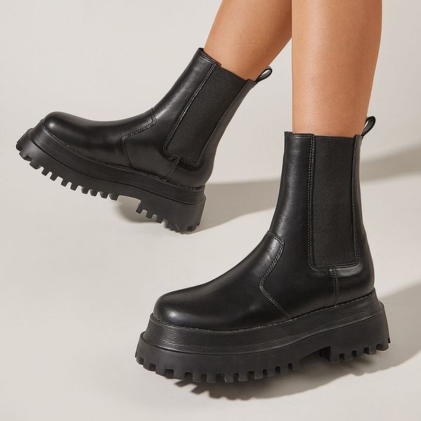 fashion female designer platform chunky slip on women boots leisure casual goth shoes for woman, Black
fashion female designer platform chunky slip on women boots leisure casual goth shoes for woman, Black