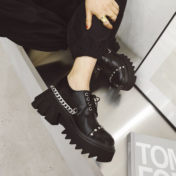 dress shos sapatos mary jan com corrnt d mtal couro fmininos, sapatos simpls sola grossa rbit, loafrs britnicos tamanhos grans, re, Black 
dress shos sapatos mary jan com corrnt d mtal couro fmininos, sapatos simpls sola grossa rbit, loafrs britnicos tamanhos grans, re, Black