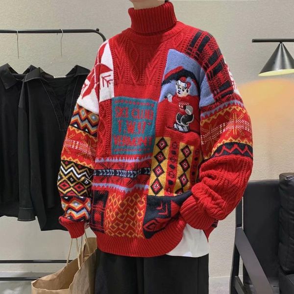 men's sweaters winter men turtleneck christmas ski bear knitted pullovers casual male knitwear hip hop streetwear, White;black
men's sweaters winter men turtleneck christmas ski bear knitted pullovers casual male knitwear hip hop streetwear, White;black