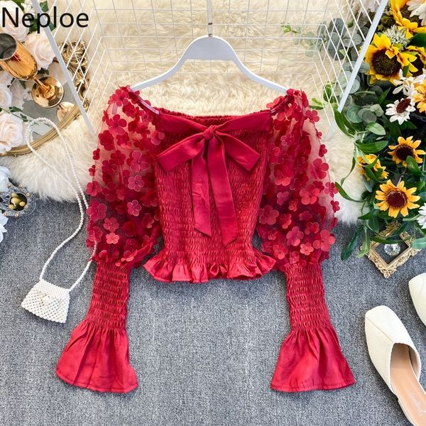 neploe french court style pleated design skinny blouse slash neck flare long sleeve short blusas elegant appliques patch shirt 210317, White
neploe french court style pleated design skinny blouse slash neck flare long sleeve short blusas elegant appliques patch shirt 210317, White