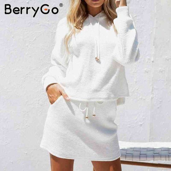 berrygo two piece lace up casual suit dress women cotton white autumn winter hooded sweatshirt oversized knitted 210513, Black;gray
berrygo two piece lace up casual suit dress women cotton white autumn winter hooded sweatshirt oversized knitted 210513, Black;gray